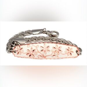 Floral Silver and Pink Bracelet